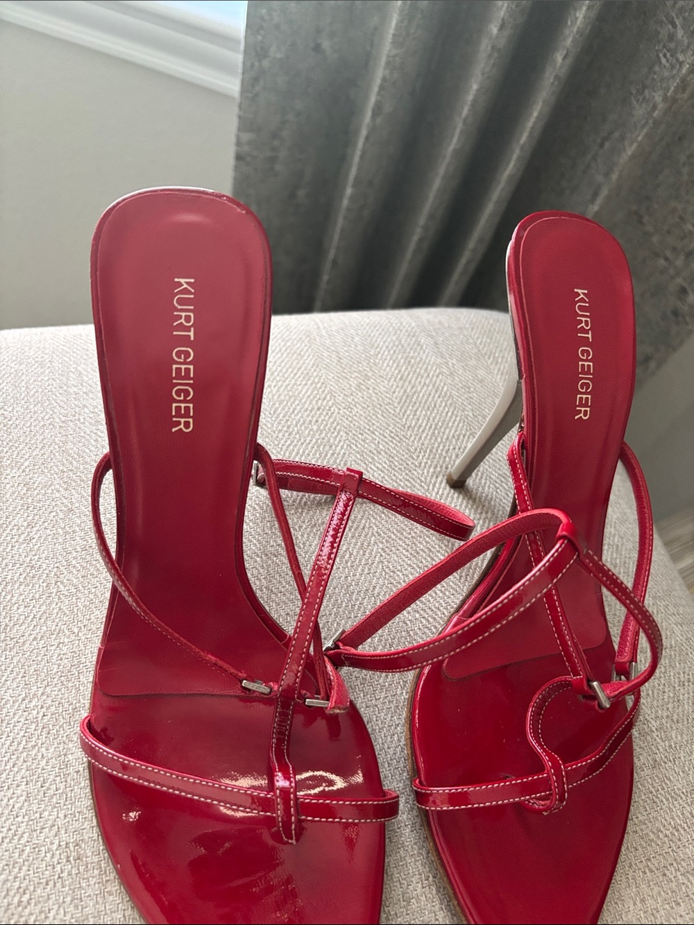 Kurt Geiger Red Strappy Patent High Heel Sandals